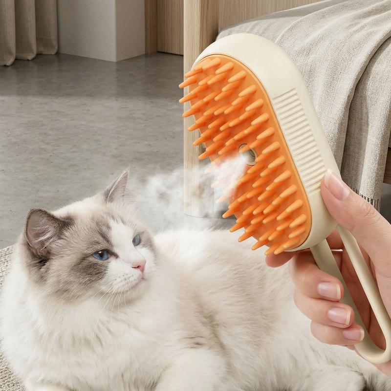 Electric Cat Steam Brush – 3-In-1 Pet Grooming Comb with Water Spray for Cats and Dogs, USB Rechargeable